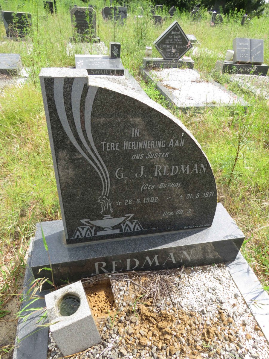 REDMAN G.J. nee BOTHA 1902-1971