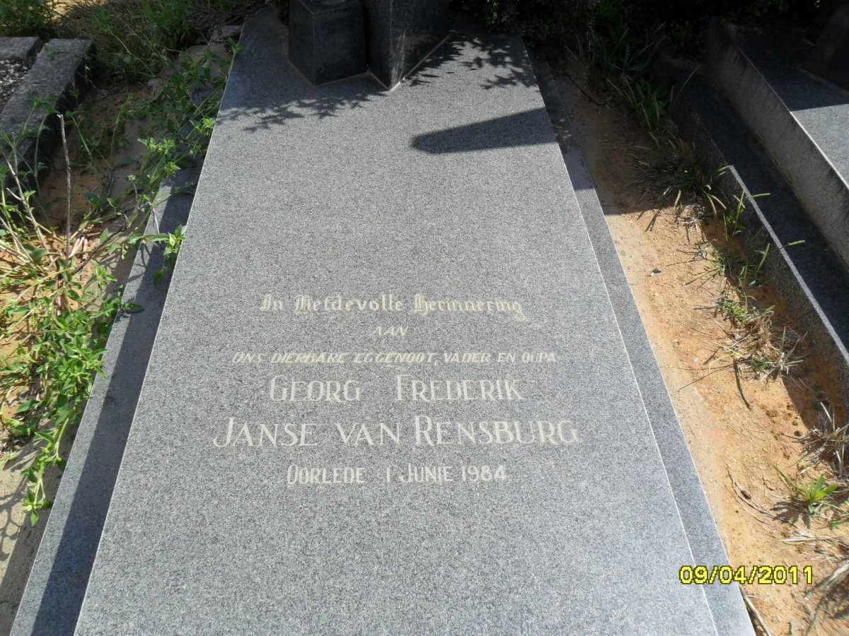 RENSBURG Georg Frederik, Janse van -1984 