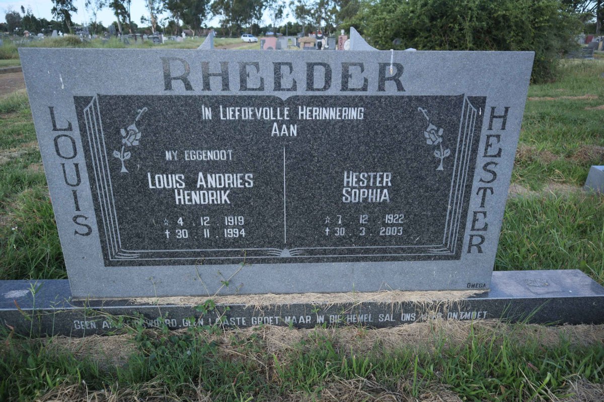 RHEEDER Louis Andries Hendrik 1919-1994 &amp; Hester Sophia 1922-2003