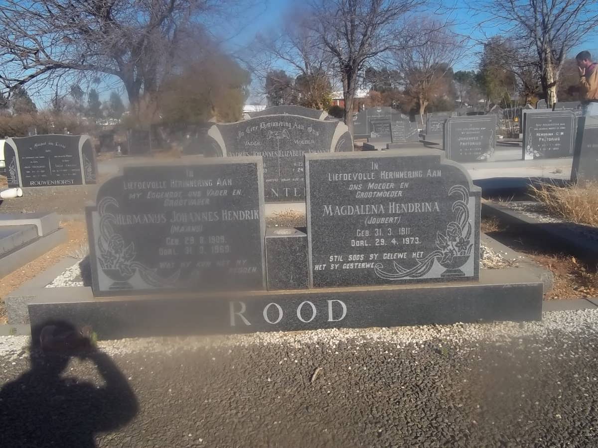 ROOD Hermanus Johannes Hendrik 1909-1969 &amp; Magdalena Hendrina JOUBERT 1911-1973