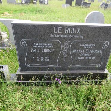 ROUX Paul Cronje, le 1917-1999 & Johanna Catharina 1921-