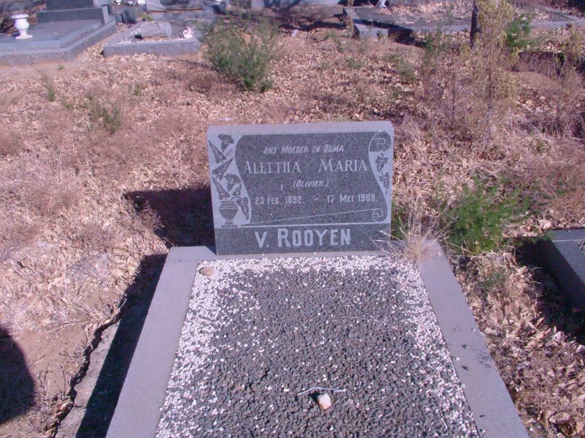 ROOYEN Alettha Maria, v. nee OLIVIER 1892-1968