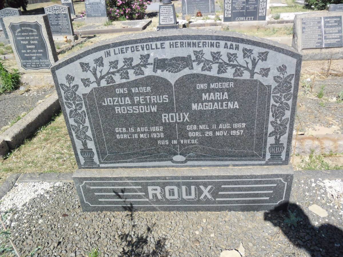 ROUX Jozua Petrus Rossouw 1862-1938 &amp; Maria Magdalena 1869-1957