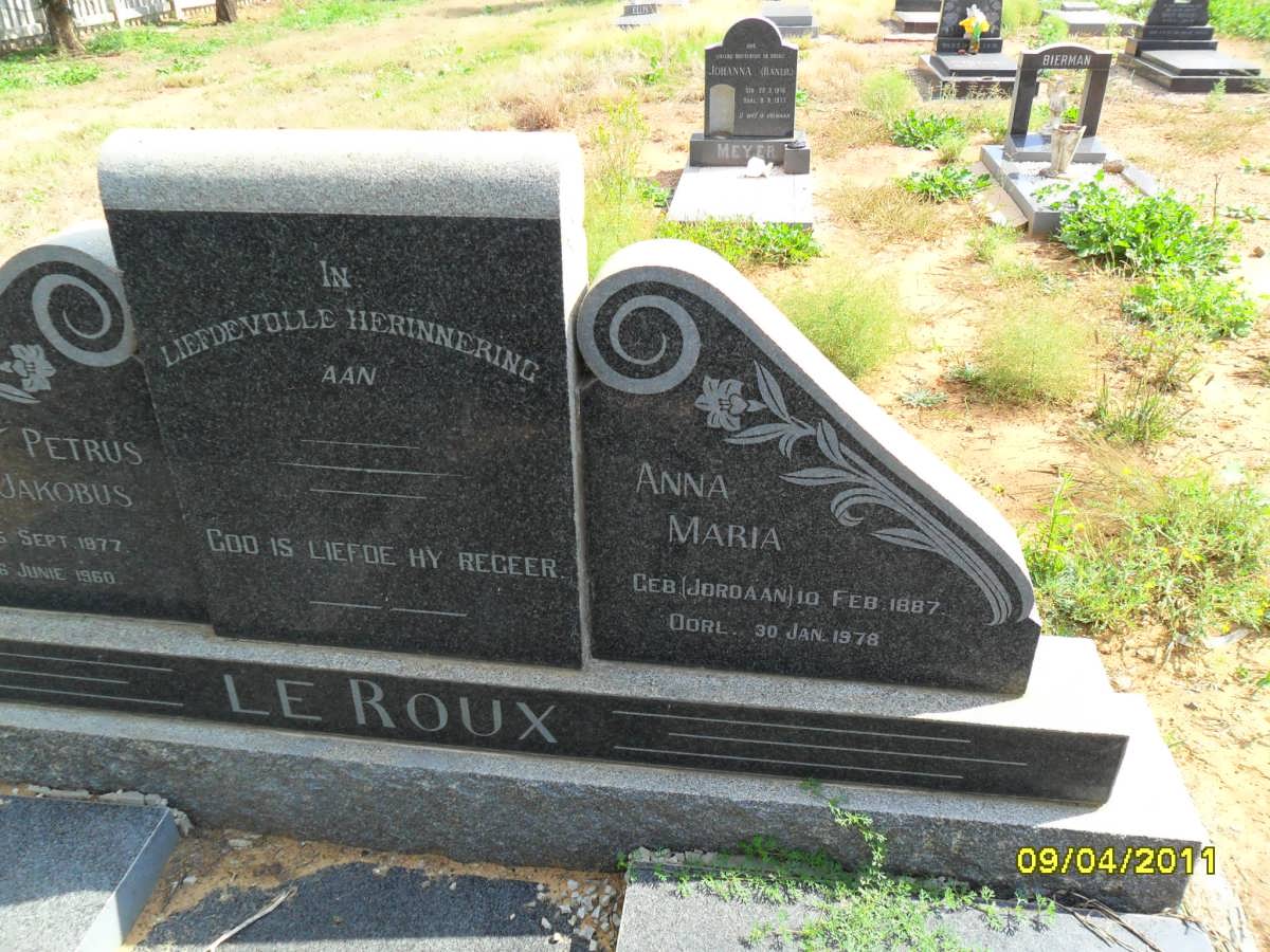 ROUX Petrus Jakobus, le 1877-1960 &amp; Anna Maria JORDAAN 1887-1978  