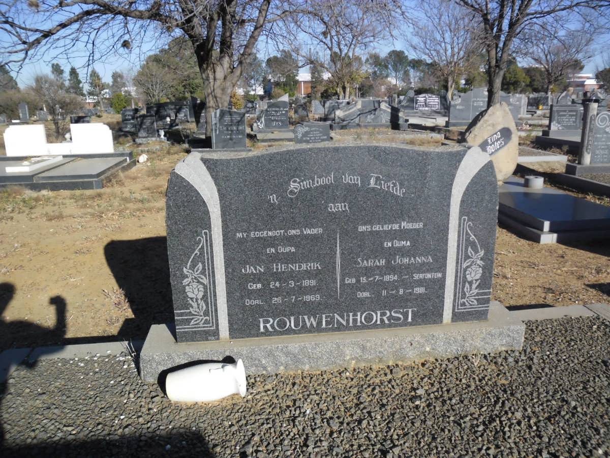 ROUWENHORST Jan Hendrik 1891-1969 &amp; Sarah Johanna SERFONTEIN 1894-1981