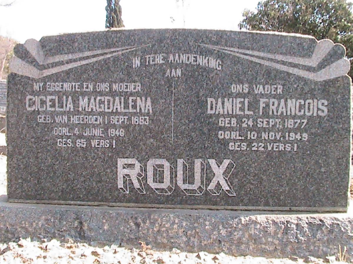 ROUX Daniel Francois 1877-1949 &amp; Cicelia Magdalena VAN HEERDEN 1883-1946