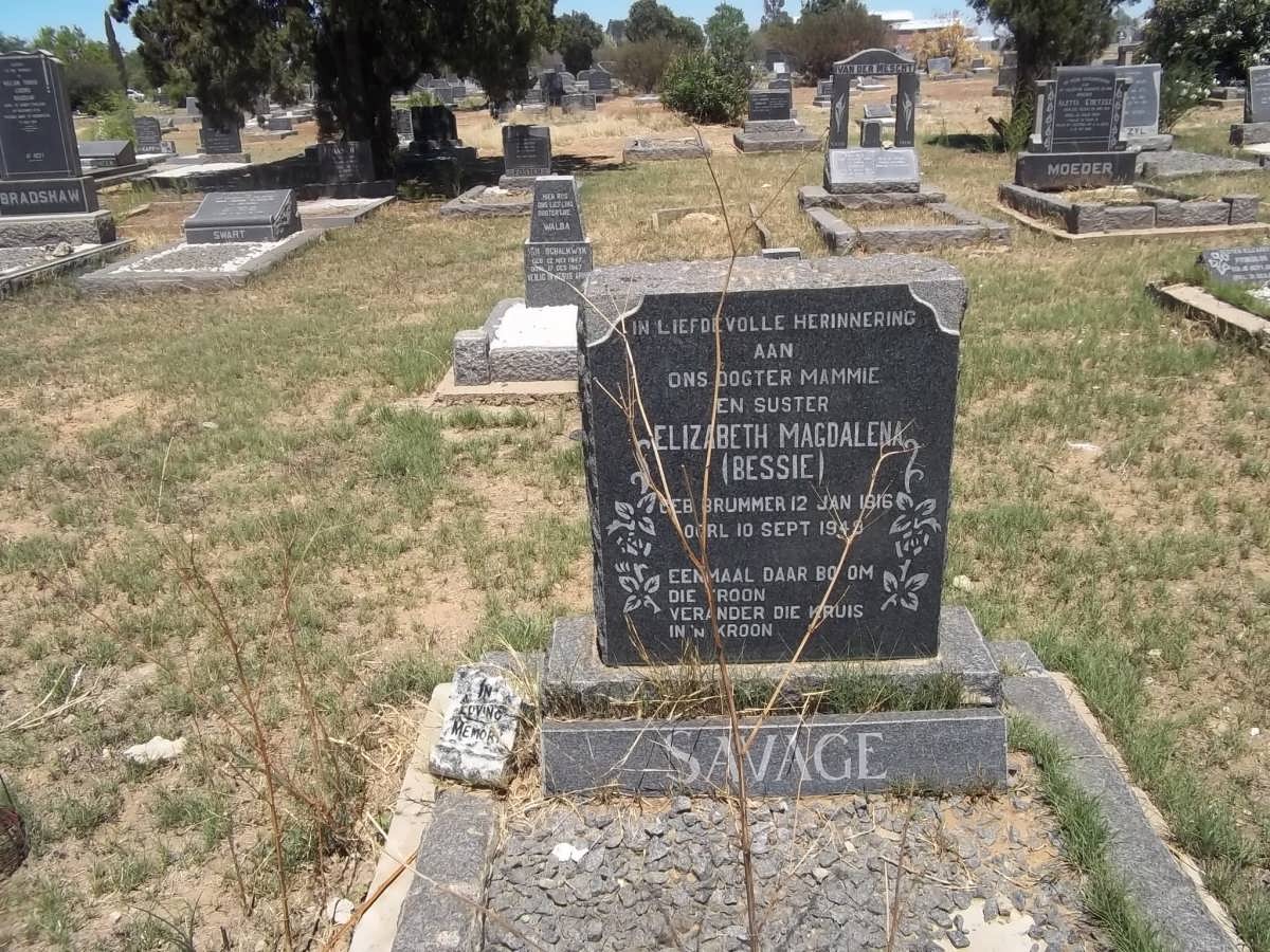 SAVAGE Elizabeth Magdalena nee BRUMMER 1916-1949