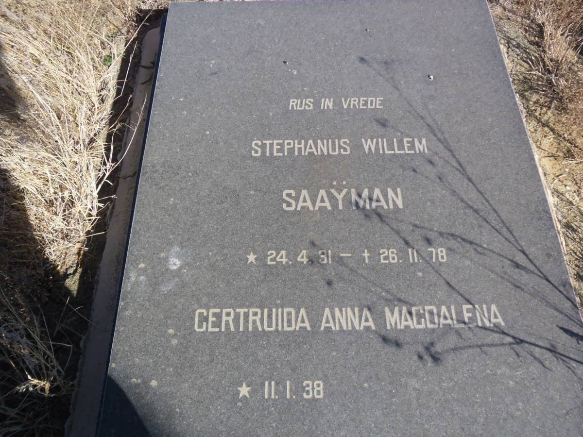 SAAYMAN Stephanus Willem 1937-1978 &amp; Gertruida Anna Magdalena 1938-
