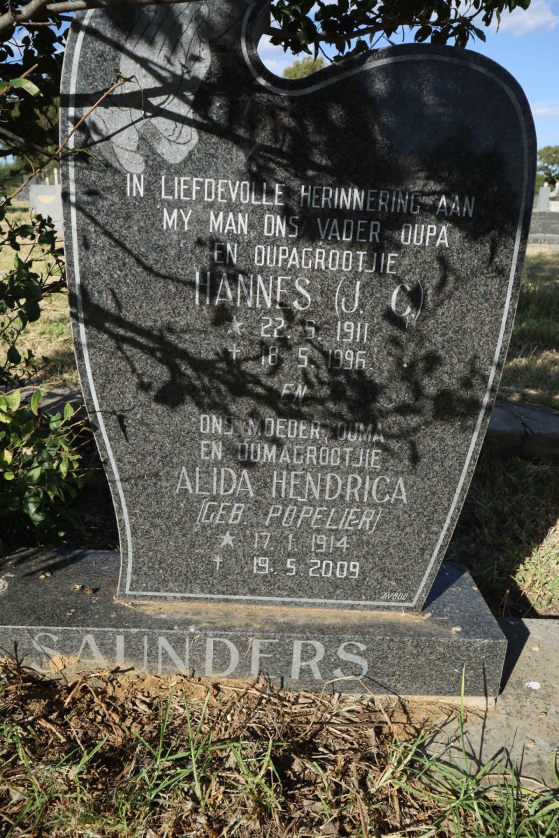 SAUNDERS J.C. 1911-1996 &amp; Alida Hendrica POPELIER 1914-2009