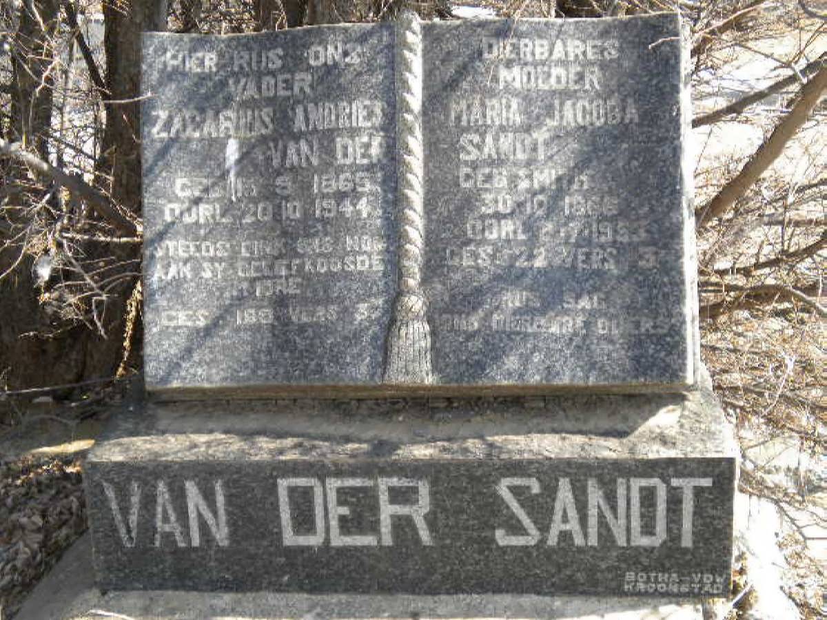 SANDT Zagarius Andries, van der 1869-1944 &amp; Maria Jacoba SMITH 1866-1953