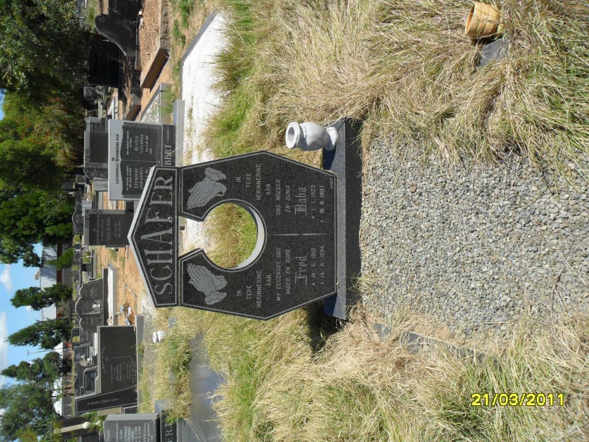 SCHAFER Fred 1910-1994 &amp; Baba 1923-1997