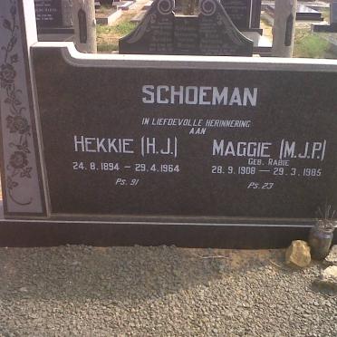 SCHOEMAN H.J. 1894-1964 &amp; M.J.P. RABIE 1908-1985