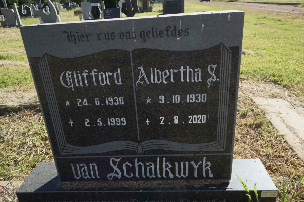 SCHALKWYK Clifford, van 1930-1999 &amp; Albertha S. 1930-2020