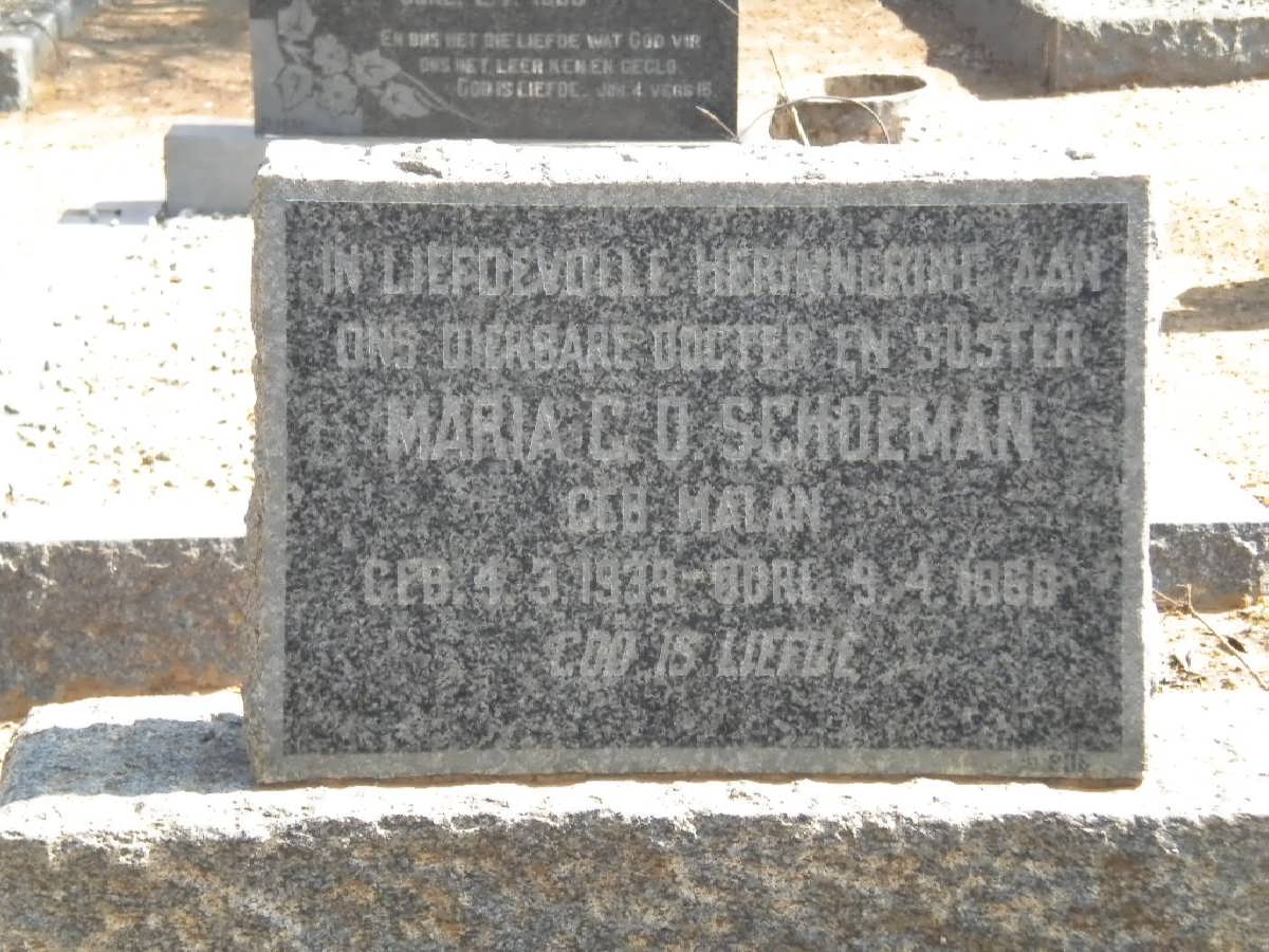 SCHOEMAN Maria C.D. nee MALAN 1939-1960
