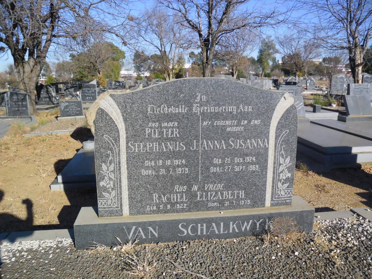 SCHALKWYK Pieter Stephanus J., van 1924-1975 &amp; Anna Susanna 1924-1969 :: VAN SCHALKWYK Rachel Elizabeth 1922-1975