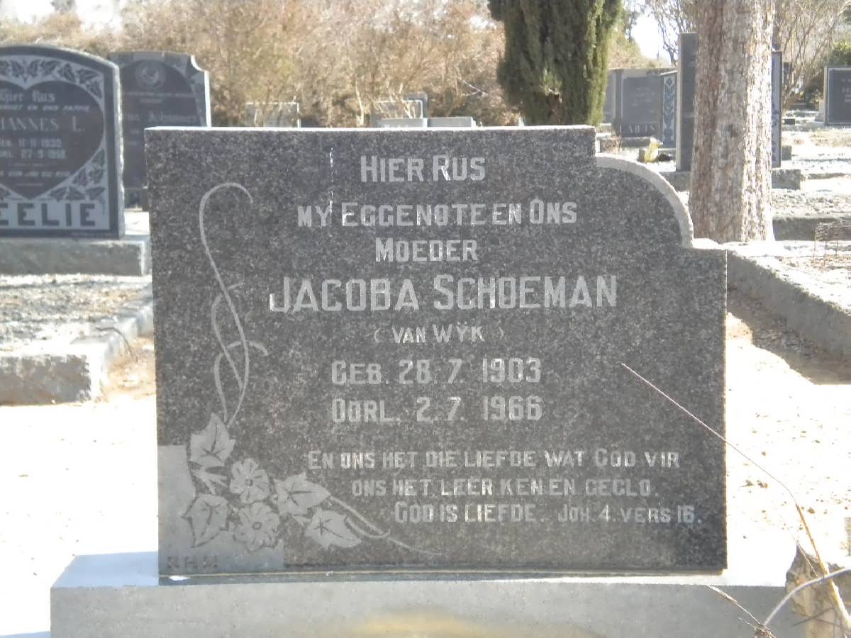 SCHOEMAN Jacoba nee VAN WYK 1903-1966