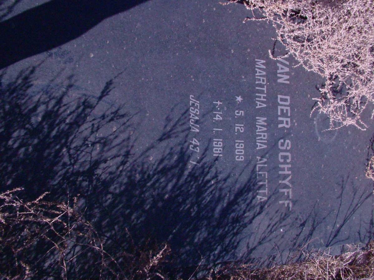 SCHYFF Martha Maria Aletta, van der 1909-1981