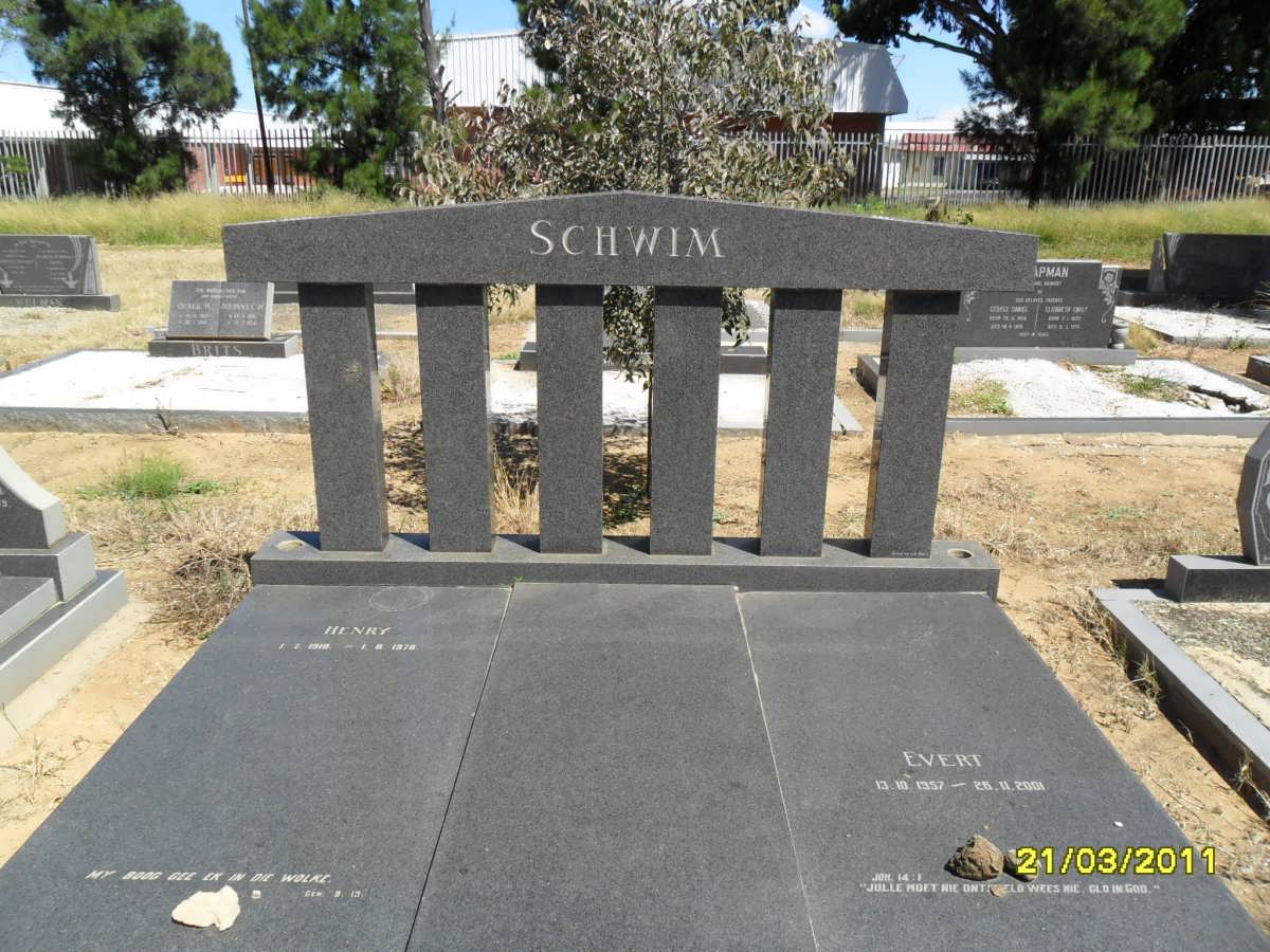 SCHWIM Henry 1918-1976  :: SCHWIM Evert 1957-2001