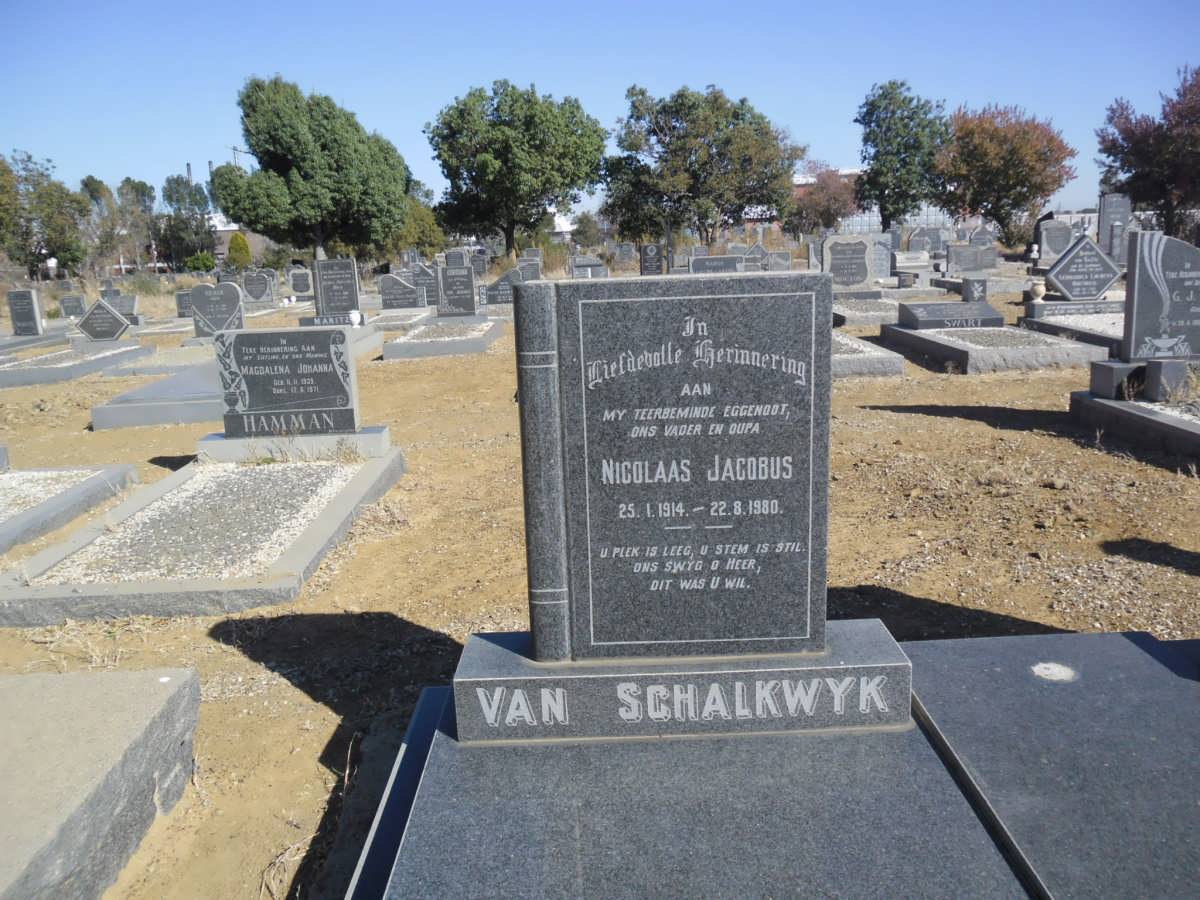 SCHALKWYK Nicolaas Jacobus, van 1914-1980