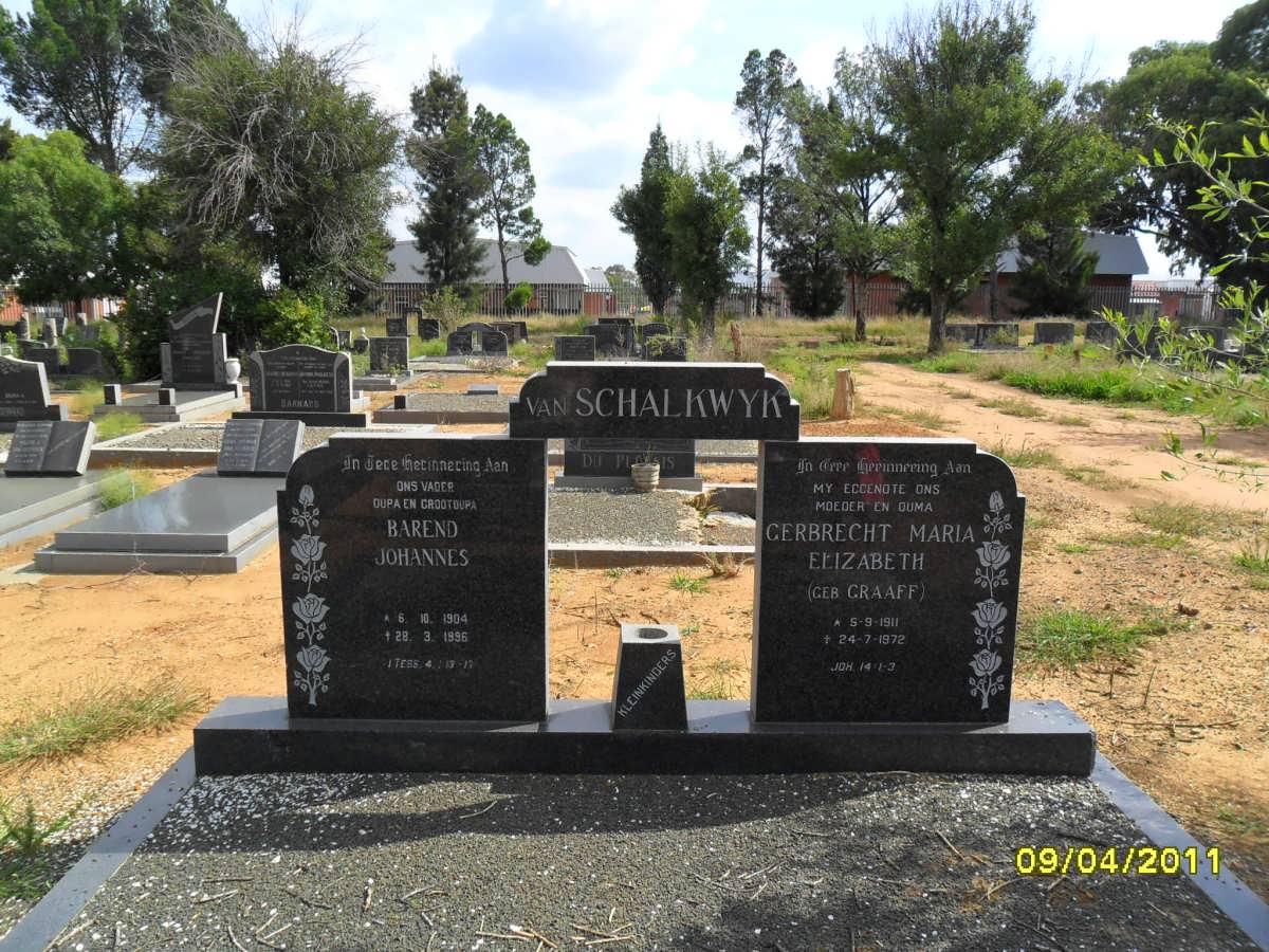 SCHALKWYK Barend Johannes, van 1904-1996 &amp; Gerbrecht Maria Elizabeth GRAAFF 1911-1972