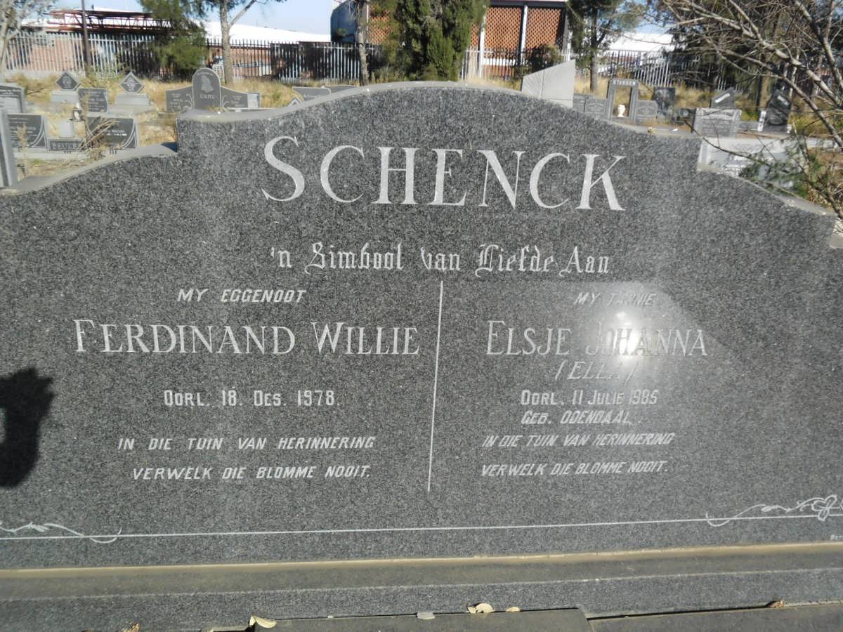 SCHENCK Ferdinand Willie -1978 &amp; Elsje Johanna ODENDAAL -1985