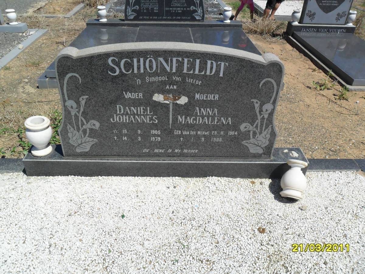 SCHONFELDT Daniel Johannes 1905-1979 &amp; Anna Magdalena VAN DER MERWE 1904-1988