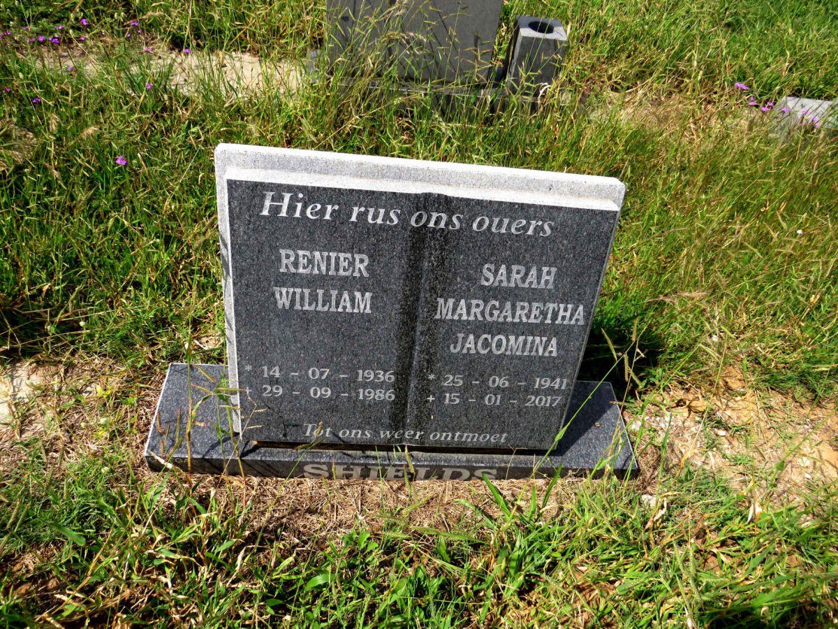 SHIELDS Renier William 1936-1986 & Sarah Margaretha Jacomina 1941-2017