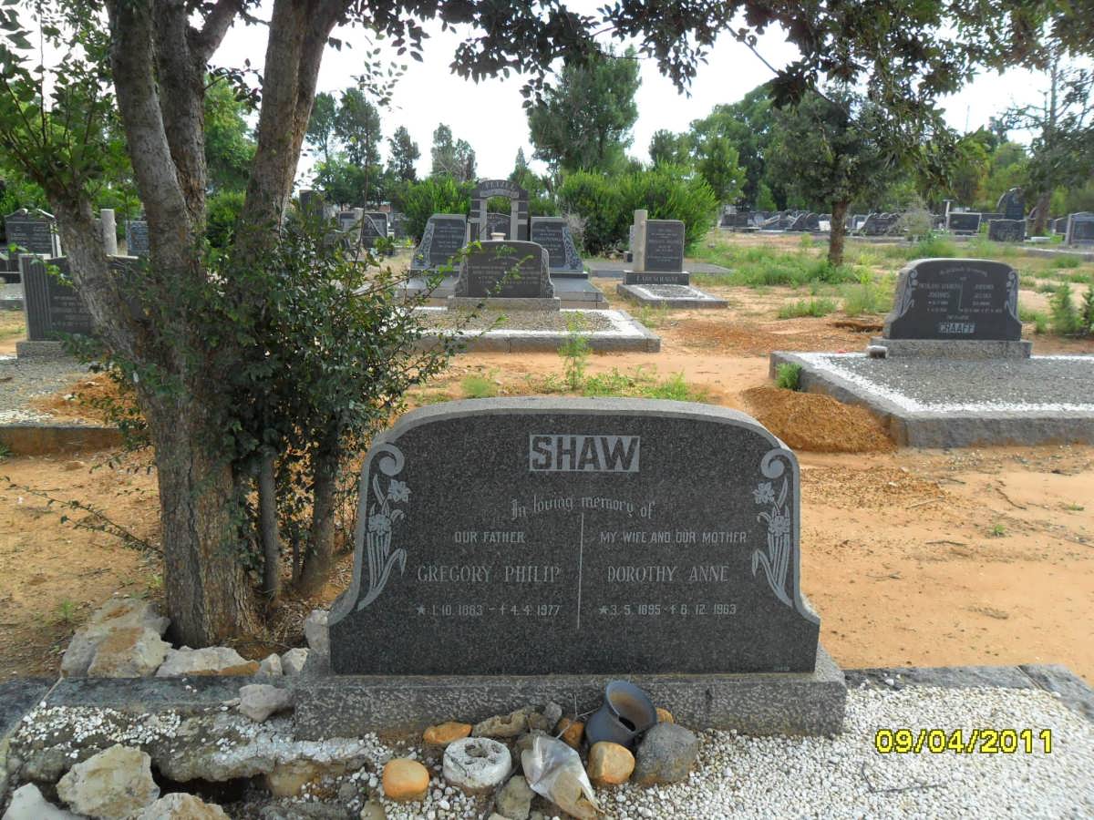 SHAW Gregory Philip 1883-1977 &amp; Dorothy Anne 1895-1963