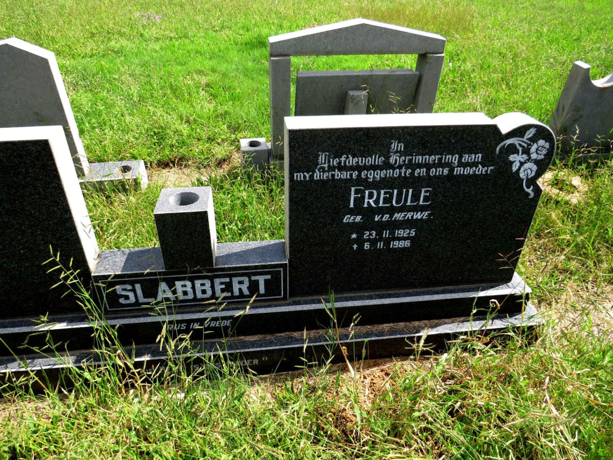 SLABBERT Freule nee VAN DER MERWE 1925-1986