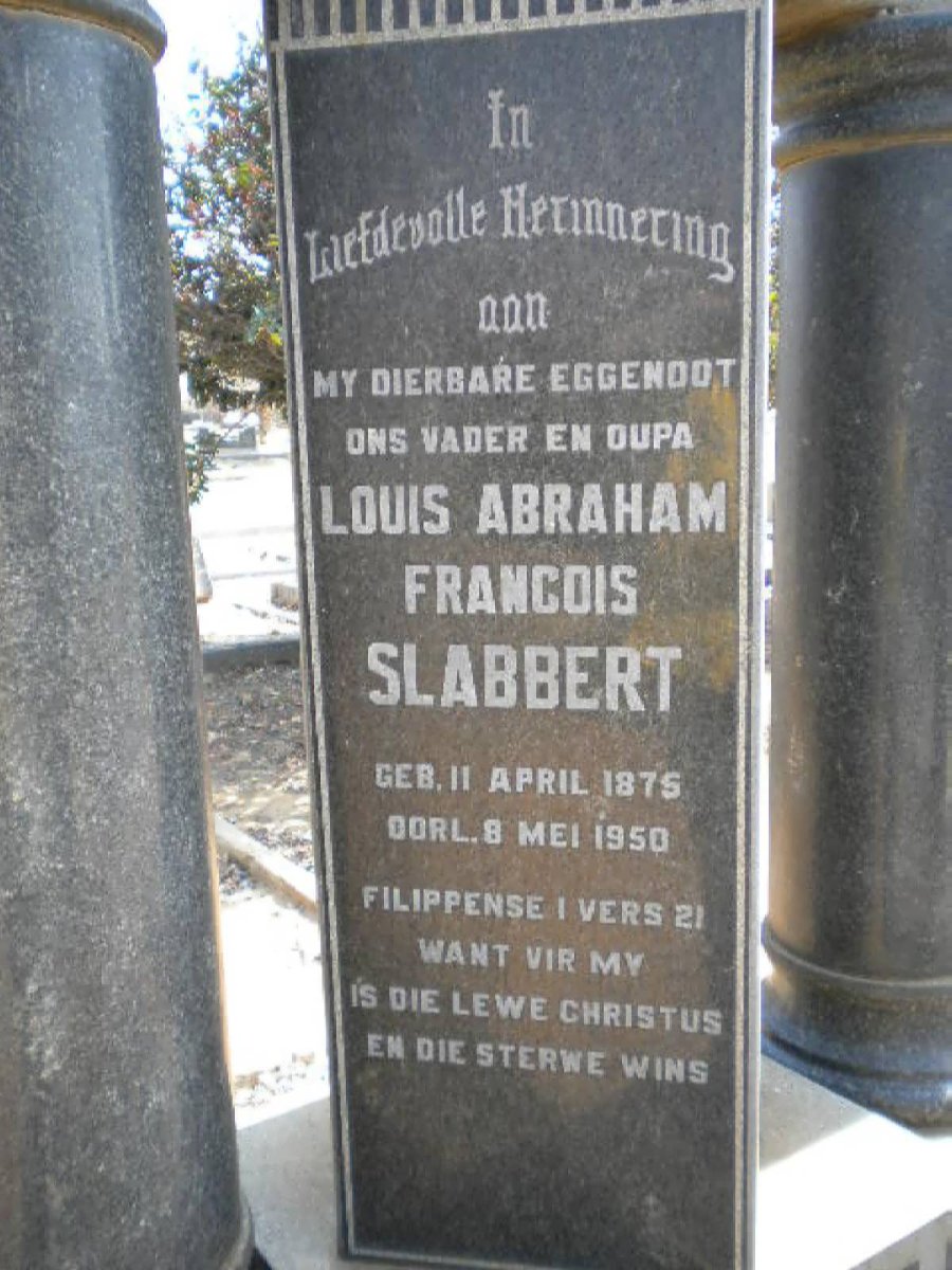 SLABBERT Louis Abraham Francois 1875-1950