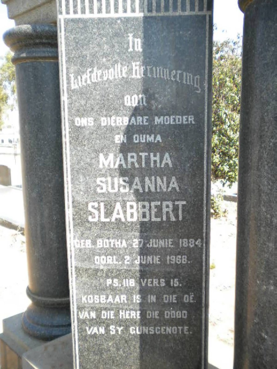 SLABBERT Martha Susanna nee BOTHA 1884-1968