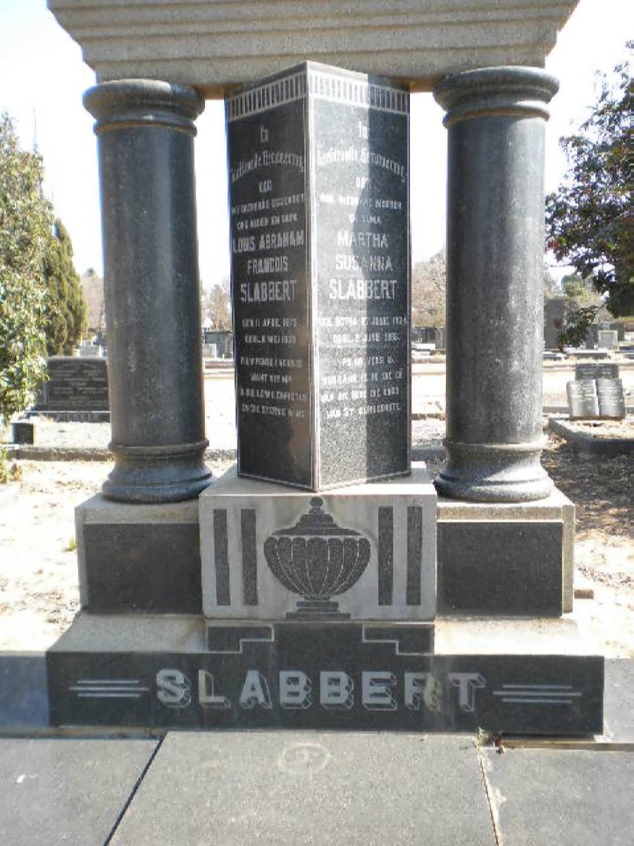SLABBERT Louis Abraham Francois 1875-1950 &amp; Martha Susanna BOTHA 1884-1968