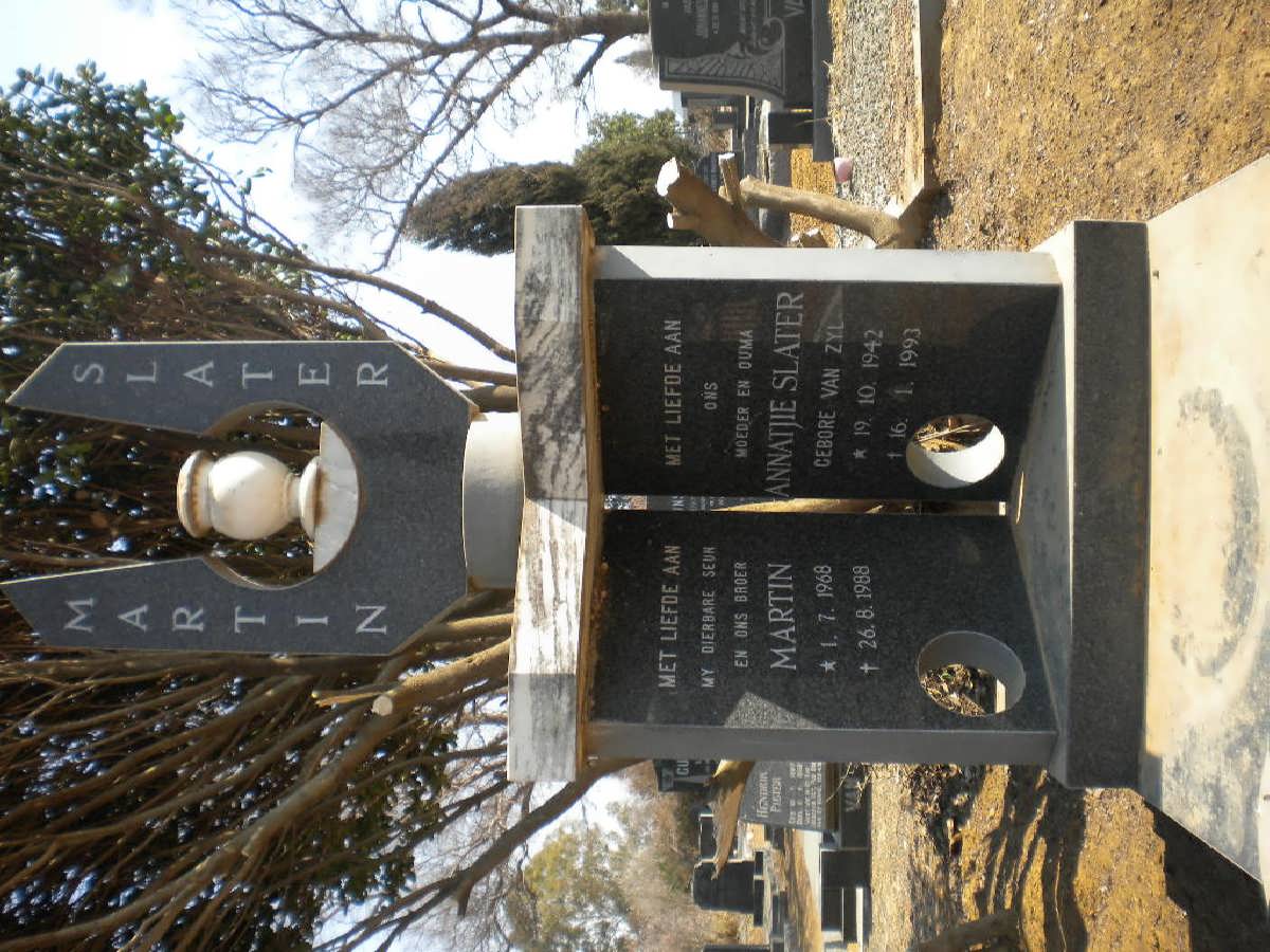 SLATER Annatjie nee VAN ZYL 1942-1993 :: SLATER Martin 1968-1988