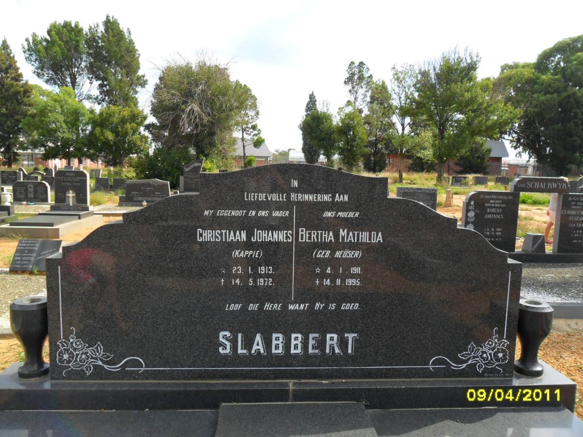 SLABBERT Christiaan Johannes 1913-1972 &amp; Bertha Mathilda HEUSER 1911-1995 