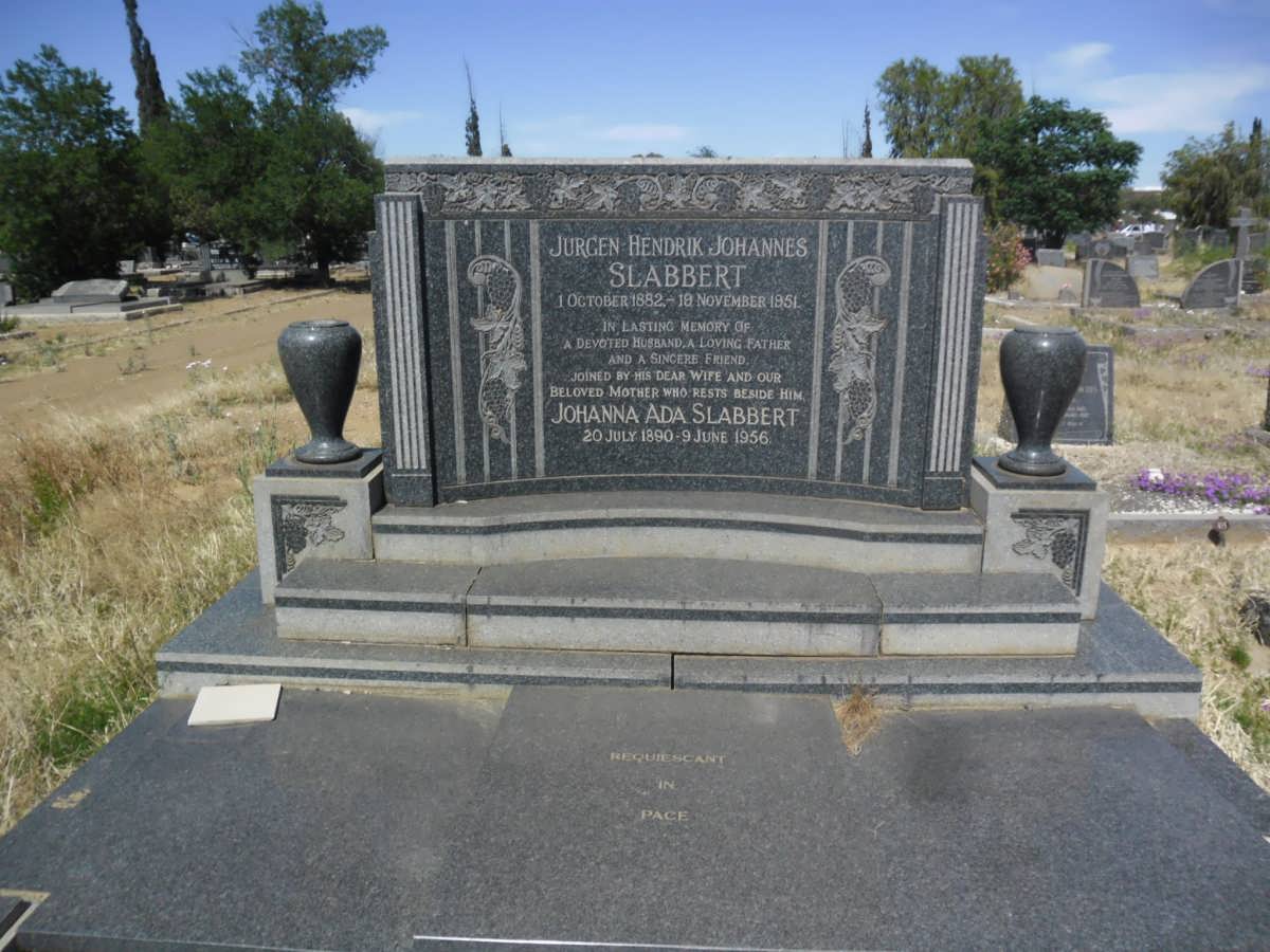 SLABBERT Jurgen Hendrik Johannes 1882-1951 &amp; Johanna Ada 1890-1956