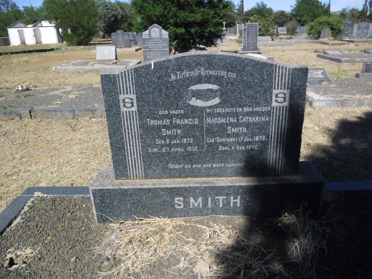 SMITH Thomas Francis 1873-1958 &amp; Magdalena Catharina SIMPSON 1878-1942