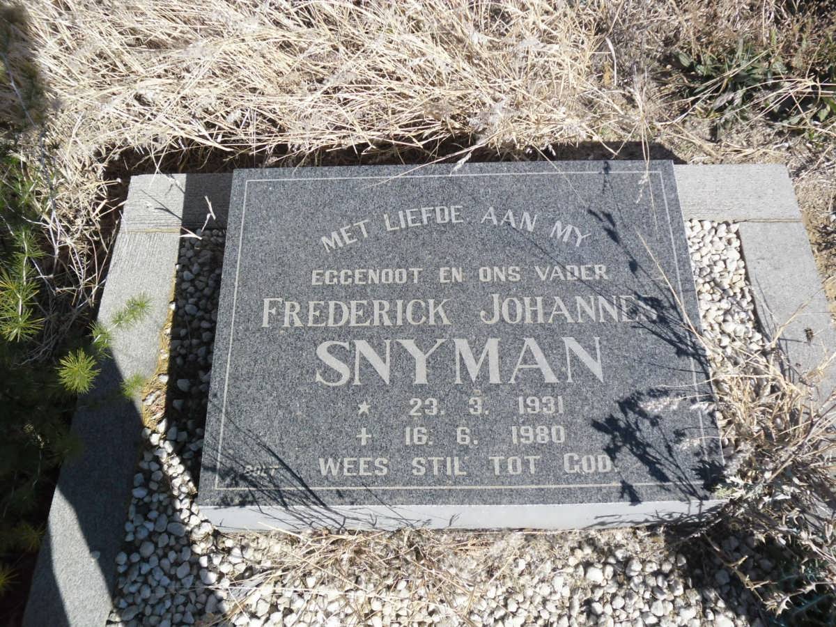 SNYMAN Frederick Johannes 1931-1980