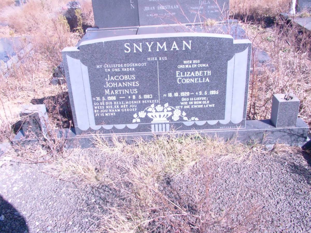 SNYMAN Jacobus Johannes Martinus 1908-1983 &amp; Elizabeth Cornelia 1920-1995
