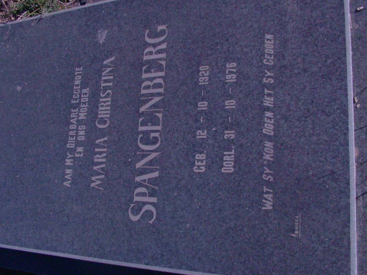 SPANGENBERG Maria Christina 1920-1976
