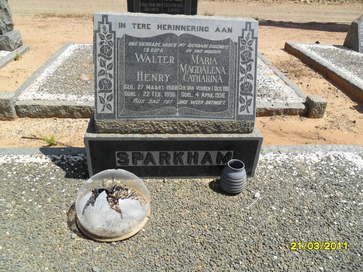 SPARKHAM Walter Henry 1908-1996 &amp; Maria Magdalena Catharina VAN VUUREN 1911-1956