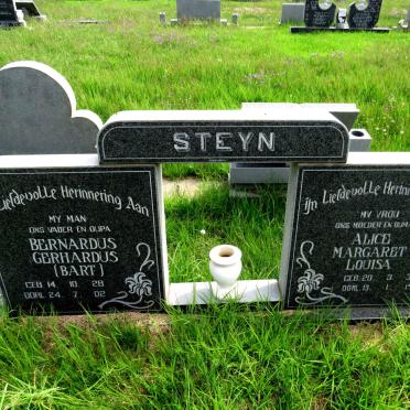 STEYN Bernardus Gerhardus 1928-2002 & Alice Margaret Louisa 1930-2019