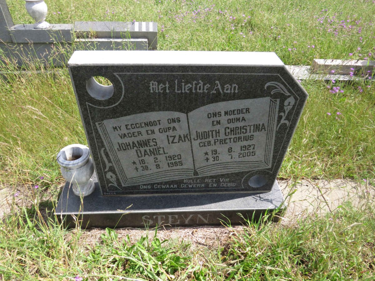 STEYN Johannes Izak Daniel 1920-1985 & Judith Christina PRETORIUS 1927-2005