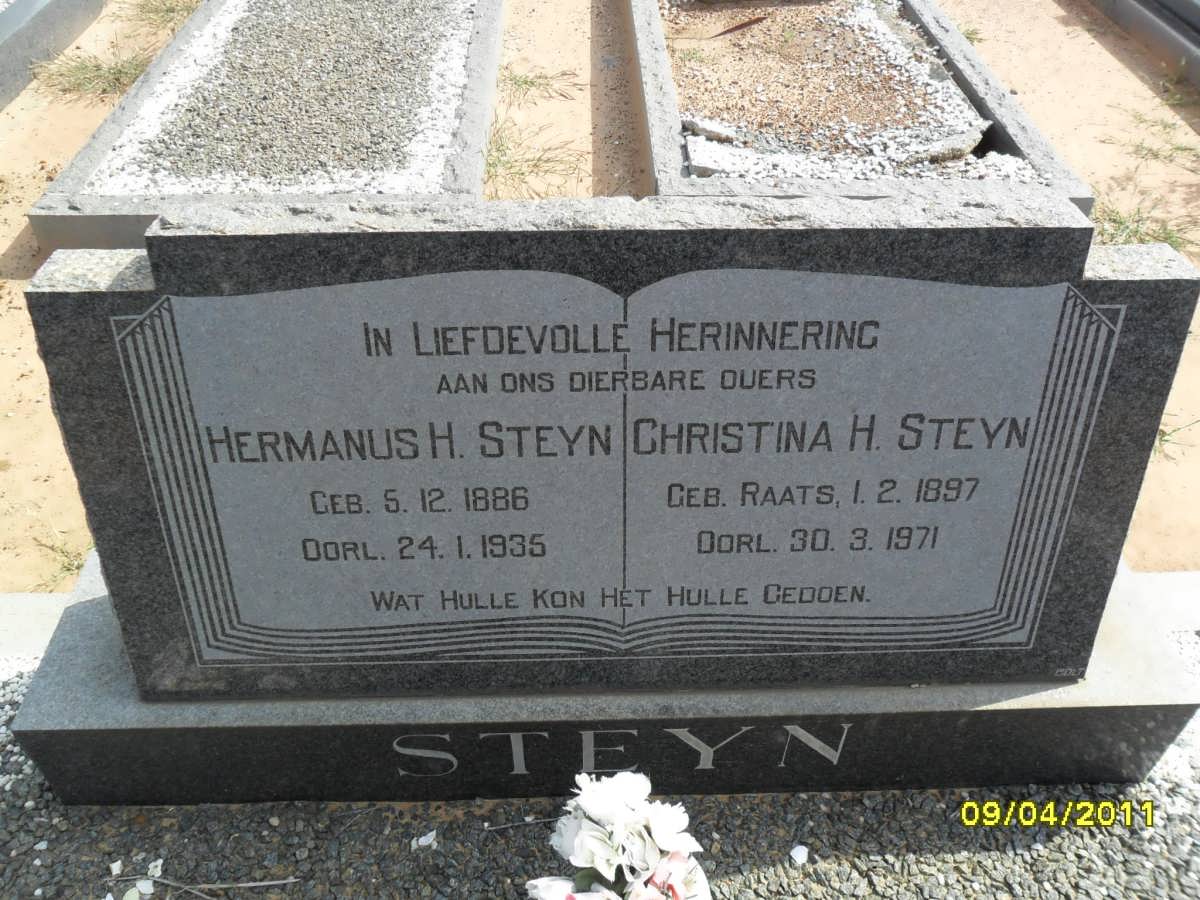 STEYN Hermanus H. 1886-1935 &amp; Christina H. RAATS 1897-1971