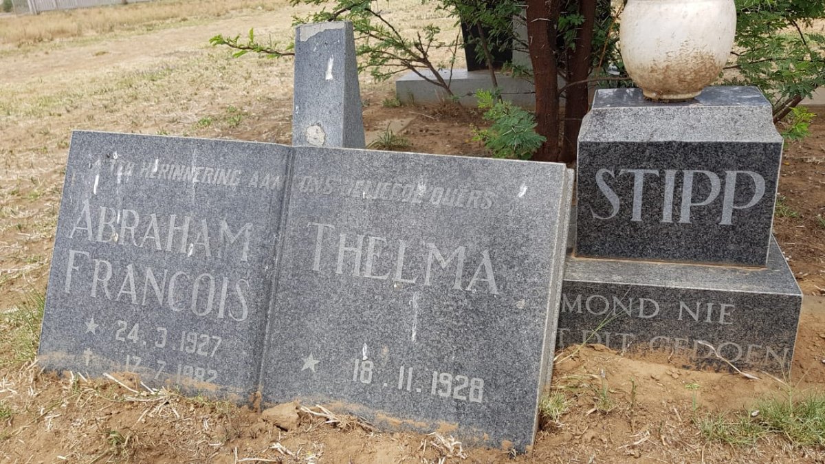 STIPP Abraham Francois 1927-1982 &amp; Thelma GOUWS 1928-2018