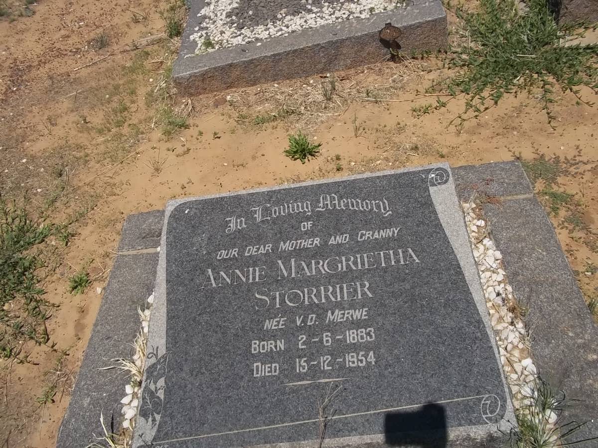 STORRIER Annie Margrietha nee V.D. MERWE 1883-1954