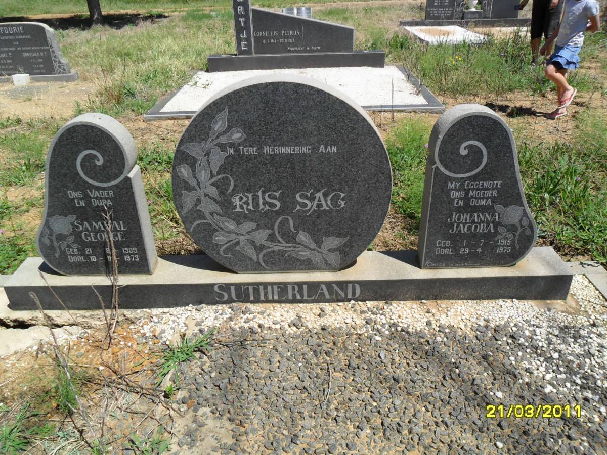 SUTHERLAND Samual George 1909-1973 &amp; Johanna Jacoba 1915-1973