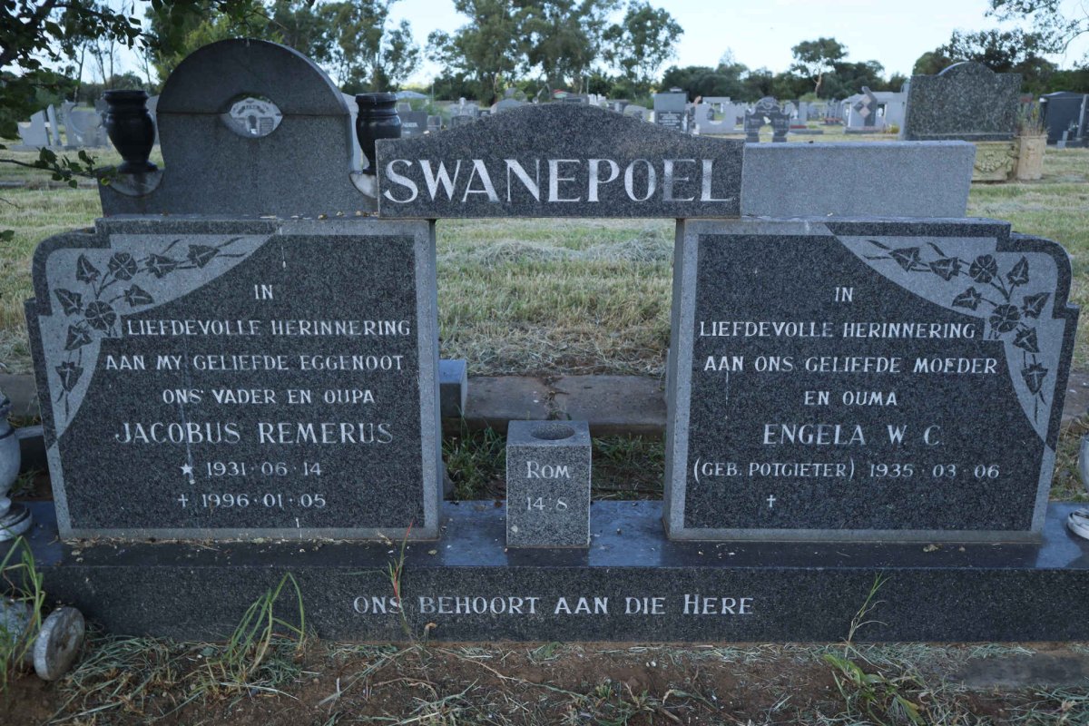 SWANEPOEL Jacobus Remerus 1931-1996 &amp; Engela W.C. POTGIETER 1935-