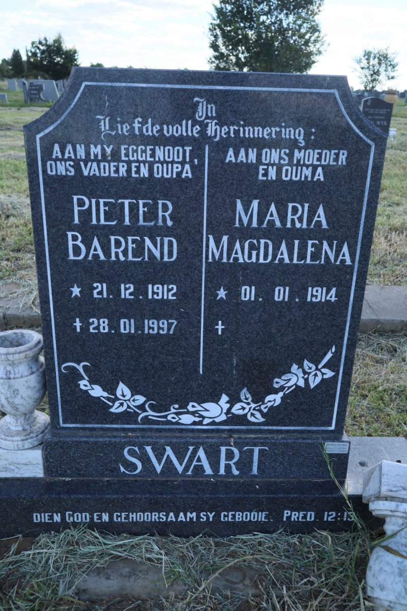 SWART Pieter Barend 1912-1997 &amp; Maria Magdalena 1914-