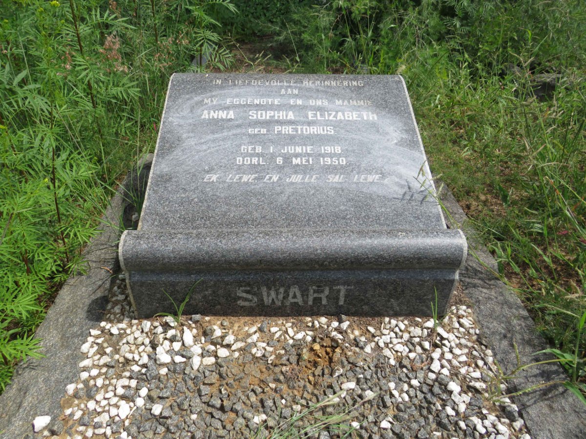 SWART Anna Sophia Elizabeth nee PRETORIUS 1918-1950