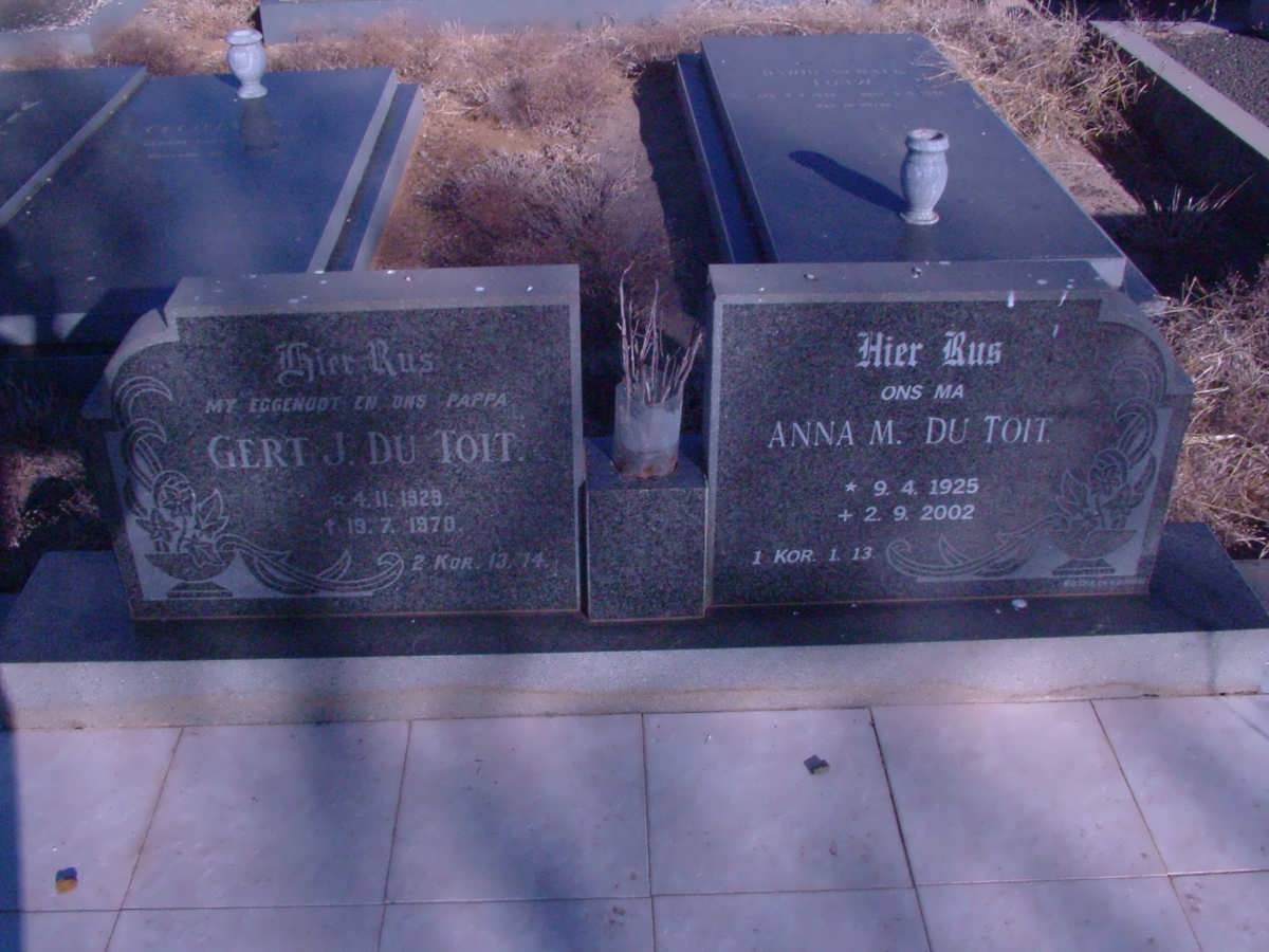 TOIT Gert J., du 1929-1970 &amp; Anna M. 1925-2002